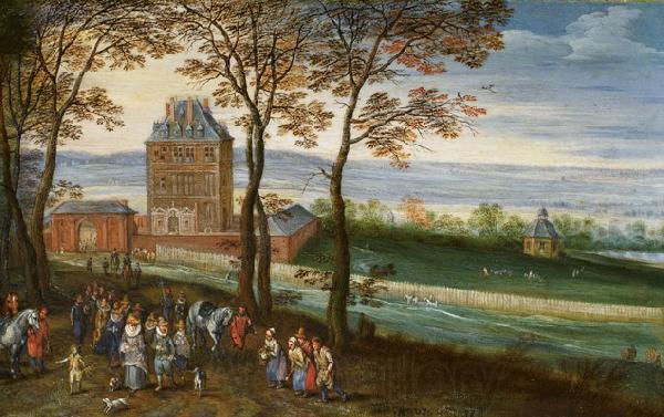 Jan Brueghel Schloss Mariemont mit Erzherzog Albrecht und Isabella Norge oil painting art